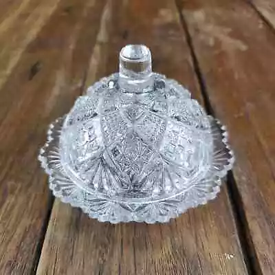 Vintage Crystal Small Covered Butter Dish Child's  • $24.99