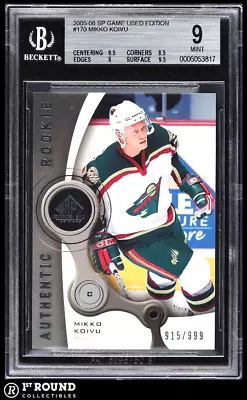 Mikko Koivu RC BGS 9: 2005-06 SP Game Used Edition Rookie Card /999 POP 3 • $39.99