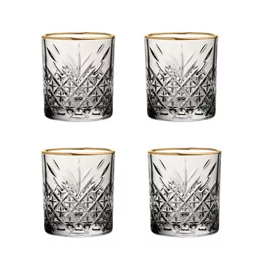 $29.95 • Buy NEW Pasabahce Timeless DOF Tumbler 345ml Set Of 4 With Gold Rim