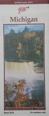 Michigan Road Map State USA AAA 2002 Folding Paper Tahquamenon Picture • $14.98