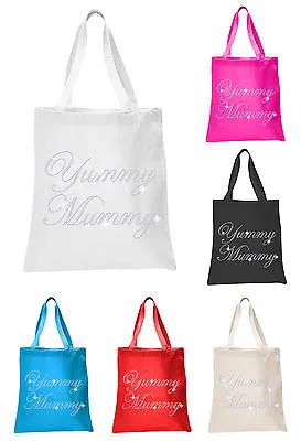 Crystal Yummy Mummy Baby Shower Tote Bags Personalised  Favour Party Gift Bags • £7.99