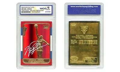 MICHAEL JORDAN 1998 FLEER 23K Gold Card RED PRIZM Rookie Design Refractor GM 10 • $17.95