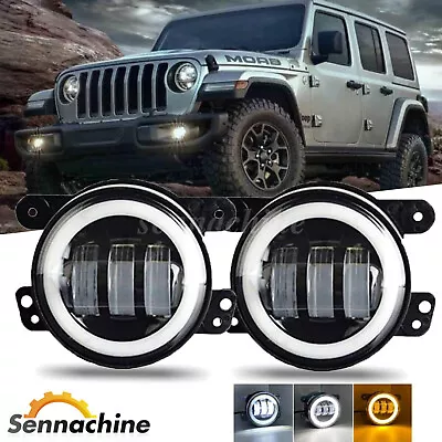 4  Inch Round LED Halo Fog Lights Halo Angel Eyes DRL For Jeep Wrangler JK LJ JT • $24.99