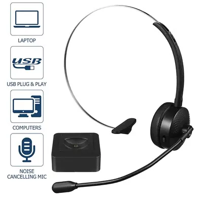 Wireless Bluetooth Headset Noise Cancelling Over The Head Boom W/Mic For Trucker • $17.89