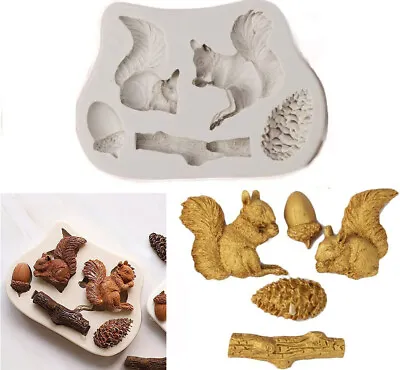 £3.25 • Buy Squirrel Nut Silicone Fondant Mould Cake Decorating Sugar Topper Chocolate Mold