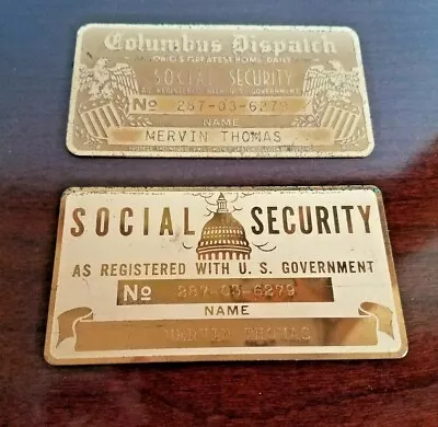 Two Vintage Antique Metal U.S. Social Security ID Cards With Case • $24.95