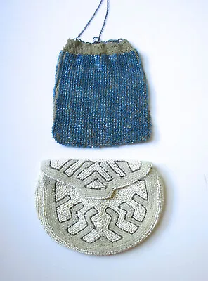 Deco Beaded Purse And Pouch Style ~ Two Vintage Purses ~ Something Blue Wedding • $15