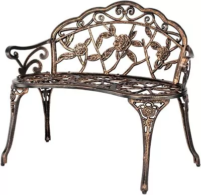 38.5  Patio Park Garden Outdoor Metal Rose BenchCast Iron Cast Aluminium Frame • $75.99