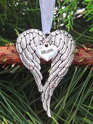 Angel Wings Pendant Memorial Christmas Gift Decoration Mum Dad Grandad Gran Nan • £3.79