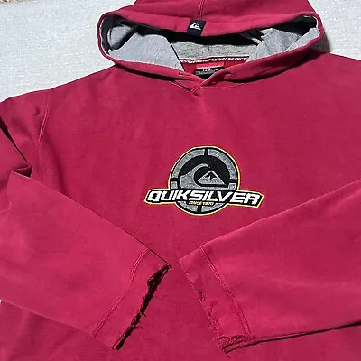 VTG Cyber Y2K Mens XL Quicksilver Red Skate Hoodie Sweatshirt JNCO Style • $38