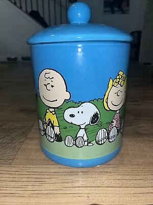 Charlie Brown Snoopy & Gang Peanuts Large Canister Cookie Jar Treats Ceramic • $38