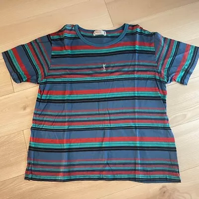 Authentic Yves Saint Laurent Vintage YSL Logo Striped T-Shirt Cotton Size S  160 • $90