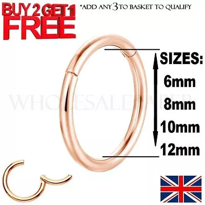 £1.79 • Buy Surgical Steel Nose Ring Clicker Septum Hinge Segment Face Hoop Ear Lip Piercing