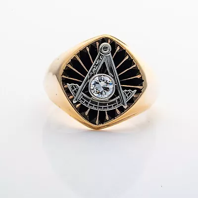 Freemasons Past Masters Diamond Ring 14k Yellow Gold Size 11 • $3149