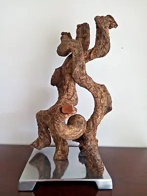 Sculpture Mangrove Root On Stainless Steel Base Unique Variety Of Wood Hand Made • £213.57