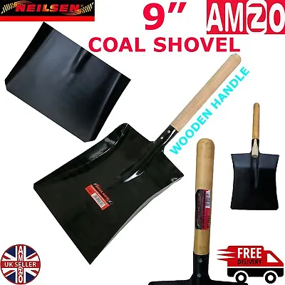 9  225mm Coal Shovel Black Metal Fireplace Contractors Spade Pet Dog Scoop • £8.49