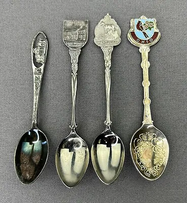 Lot Of 4 Vintage Silver Played Souvenir Spoons Collectible Spoons • $14