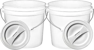 2 Gallon White Food Grade Bucket Pail With Screw On Lid (Pack Of 2) • $45