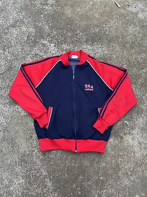 Vintage 70s USA Olympic Adidas TrackJacket Size Large • $20