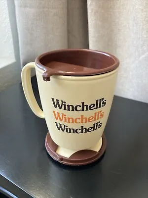 Vintage Plastic Winchell's Donut Mug Cup With Lid & Travel Coaster 1970s • $8