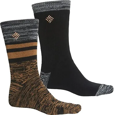 2 Pr Columbia Thermal Fleece Socks Shoe Size 6-12 Black Brown Boot Outdoor L29M • $15.29