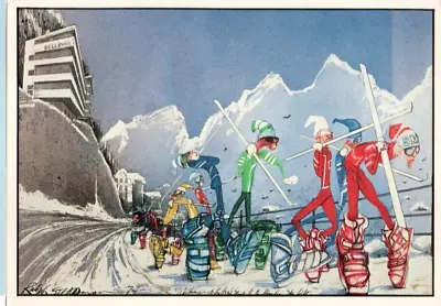 (a1) Artist Signed Ralph Steadman Comic/humour Postcard Unposted Skiing Theme • £2.49