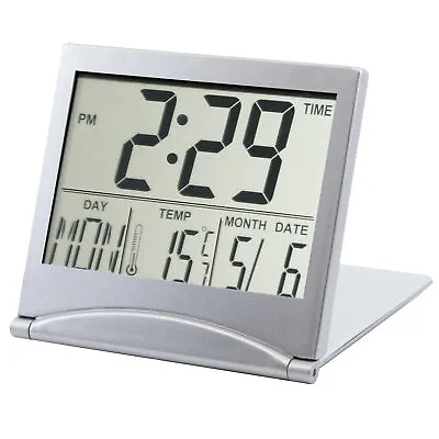 £5.99 • Buy TRIXES Desk Top Clock Silver Digital LCD Temperature Alarm NEW Office Day Clock 