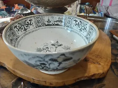 Antique Maastricht Pajong Footed Bowl. Petrus Regout Holland. Chinese Scenes • $19.99