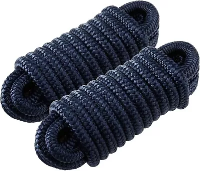 2 Pack 1/2 Inch 20FT Double Braid Nylon Dock Line Mooring Rope Boat Dock Rope US • $23.99