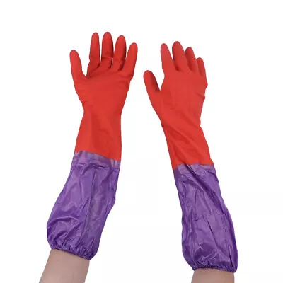  Vaccuum Cleaner Latex Gloves Waterproof Elbow Length Household • £9.35
