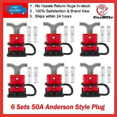 $25.99 • Buy 6X Anderson Style Plug T Handle Dust Cap Connector 50AMP Battery Caravan 6-10AWG