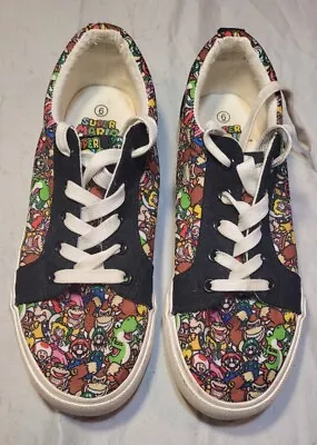 Nintendo Ground Up Super Mario Shoes Game Over Mens Size 6 Low Canvas Black • $14.99