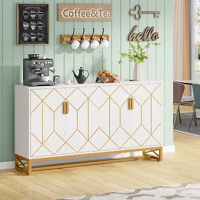 White Modern Sideboard Buffet Credenza Storage Cabinet For Kitchen Dining Room • $196.54