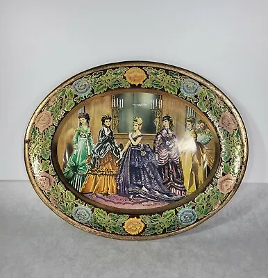 Vintage Daher Decorated Ware Oval Tin Metal Tray Victorian Women England • $18.99