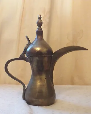 Antique Middle Eastern Brass & Copper Dallah Coffee Pot Approx 11.5 Inches Tall • $37.32