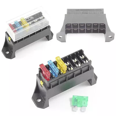 Fuse Box 6 Way For Standard Blade Fuses ATO Holder / Block Base Entry • £7.50