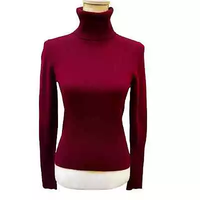 Sportmax Max Mara 100% Cashmere Turtleneck Sweater Women's Size Medium Dark Red • $60