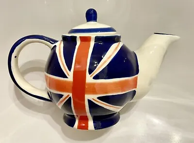 British Novelty Small Ceramic Teapot Union Jack Design Brand Unknown Immaculate • £9.99