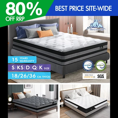 $149.95 • Buy STARRY EUCALYPT Mattress Spring Latex Euro Top Bed Queen Double King Single