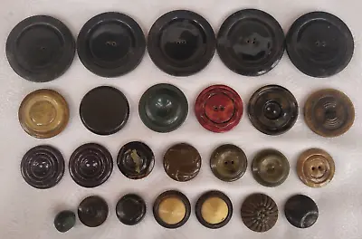 Lot Of 25 Large Vintage Celluloid Buttons Coat Early Plastic With Metal Back • $7.99