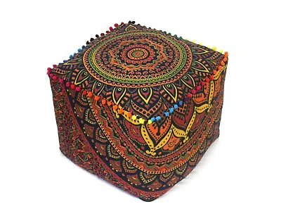 16  Indian Ombre Mandala Floor Pillow Meditation Square Ottoman Foot Stool Cover • $19.77