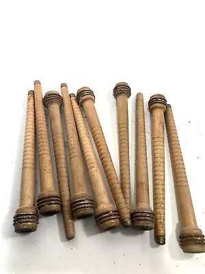 Spools Wood Quills Wooden Bobbins Spindles BROWN 8.75  Lot-10 • $18