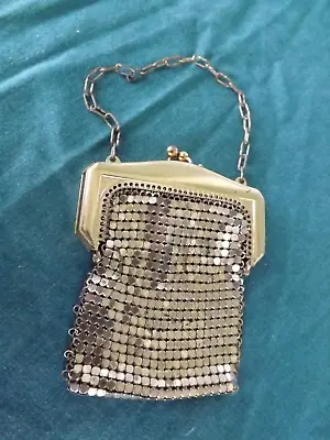 Vintage Whiting And Davis Gold Mesh Purse Small Evening Bag Chainmail Delicate • £18