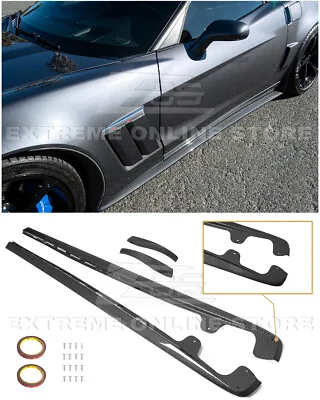 For 05-13 Corvette C6 Z06 | ZR1 Style HYDRO CARBON FIBER Side Skirts Mud Flaps • $249.99