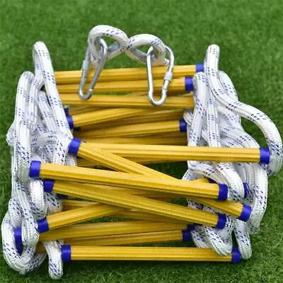 £23.99 • Buy Emergency Fire Escape Ladder Soft Rope To Deploy W/ Hooks For Climbing