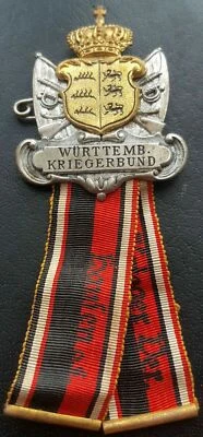 £54.99 • Buy ✚9418✚ German Wurttemberg Post WW1 Warrior League Badge Medal Kriegerverbund