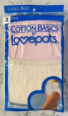 Vintage 2 Pair Cotton Basics By Lovepats 100% Cotton Ladie's Briefs Size 10 • $24.99
