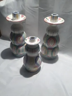 2 Large 1 Small Vietri  Colore  1986 Candlestick Holders - Pastel Colors Italy • $65