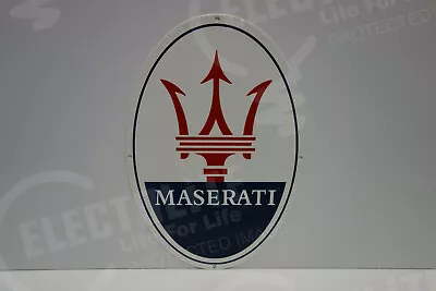 MASERATI OVAL DEALERSHIP  Enamel Sign 16 Inches High By 10 1/2 Inches Wide • $155