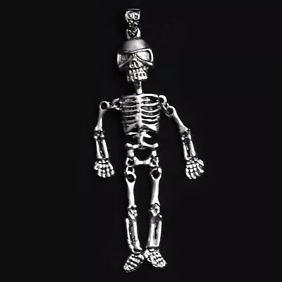 Men's Large Gothic Silver Skull Skeleton Pendant Necklace Punk Retro Jewelry 24  • $8.99